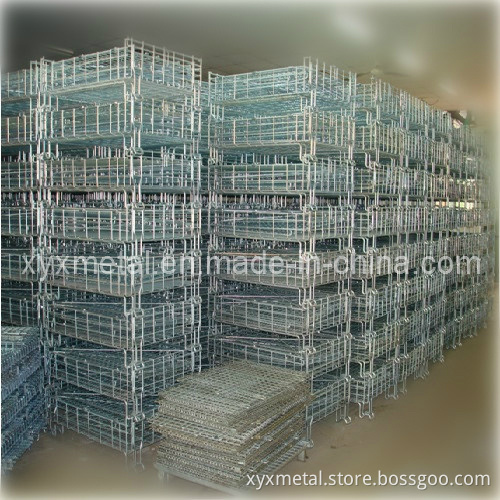 Galvanizied or Powder Coating Folding and Stackable Steel Storage Basket